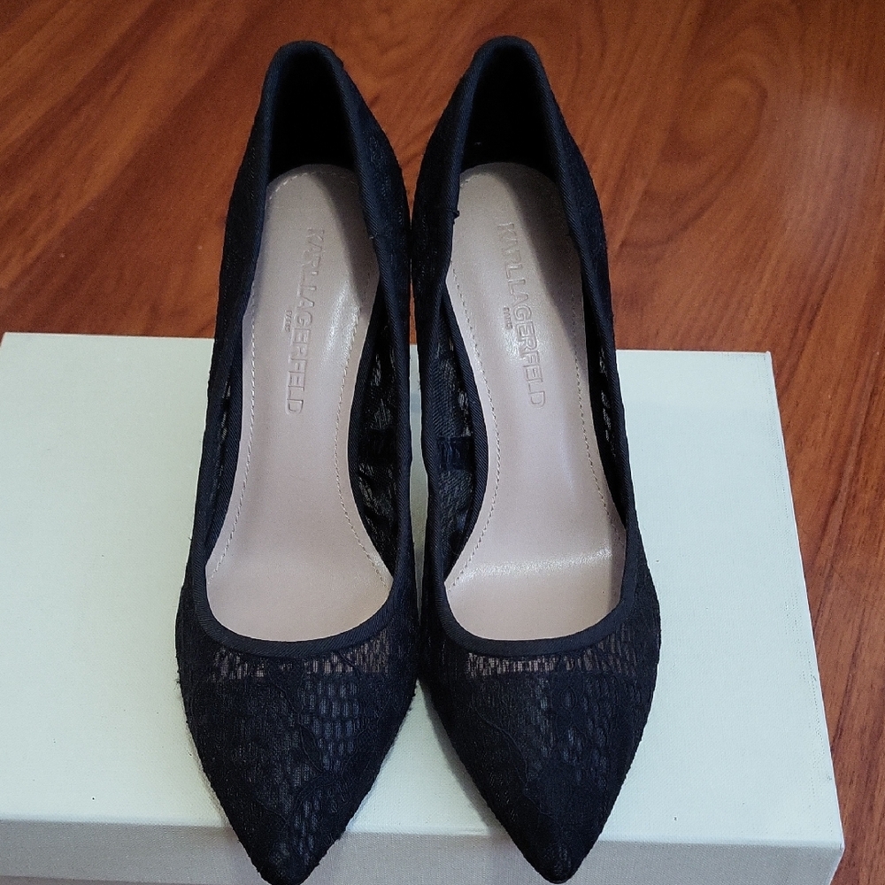 Karl Lagerfeld Black Lace Heels